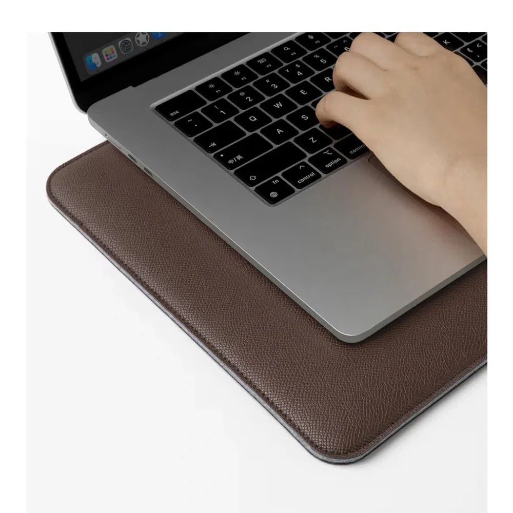 MacBook 13” Protective Sleeve Water-Resistant Faux Leather-COFFEE BROWN